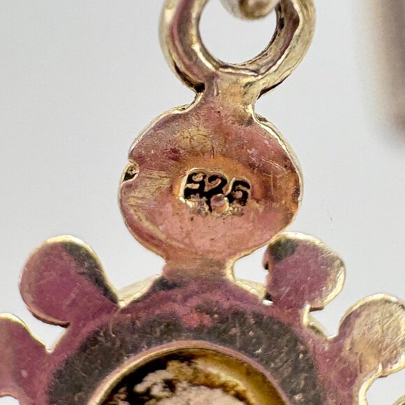 VTG Solid Sterling Silver 925 White Gemstone Dangle Earrings Size 2" Length - Picture 8 of 12